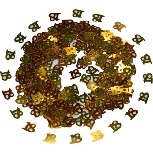 60g 18th Gold Digitals Happy Birthday Confetti 18 Anniversary Party Table Scatter Sprinkle Decorations