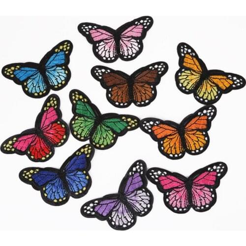 New 1Pcs/lot Colorful Mixed Butterfly Patches Iron On Or Sew Fabric Sticker For Clothes Embroidered Appliques DIY For Clothing