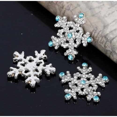 2015News 50Pcs Christmas Snowflake Rhinestone Handmade Button DIY Hair Accessories or Decorative Phone Case HZ172