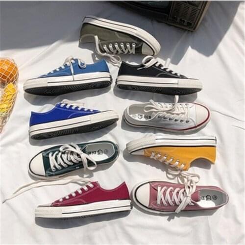 2021 spring and autumn new womens vulcanized shoes solid color sports shoes ladies lace-up casual shoes breathable canvas shoes