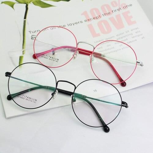 Pure Titanium Ultra Light Big Round Frame Retro Glasses Myopia Men and Women Literature Youth Personality Glasses Frame