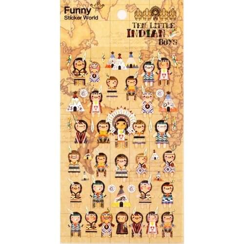 Origin Korea Sonia Scrapbooking High Quality Paper Sticker Little Indian Boys Household DIY Diary Craft Decoration