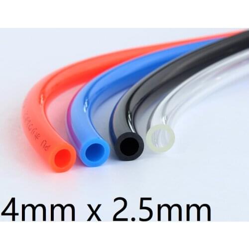 Air PU Tube OD 4mm x 2.5mm ID Pneumatic Component Parts Connector Hose Compressed Water Gas Pipe Transparent Blue Red Black 1M