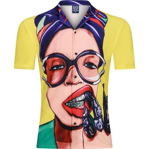 2020 Hip Hop Men Shirts Joker Short Sleeve Streetwear Casual Loose Shirt camisas para hombre Women Rapper Print Shirts Homme