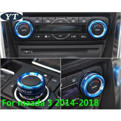Auto Air Conditioning AC knob Switch trims for mazda 3 2014-2018,auto accessories,3pcs/lot,car styling