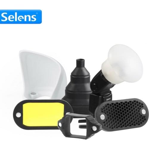 Selens Magnetic Flash Accessories Kit 7 Color Filters Honeycomb Grids Sphere Bounce Snoot Grip Lighting Modifier for Speedlite