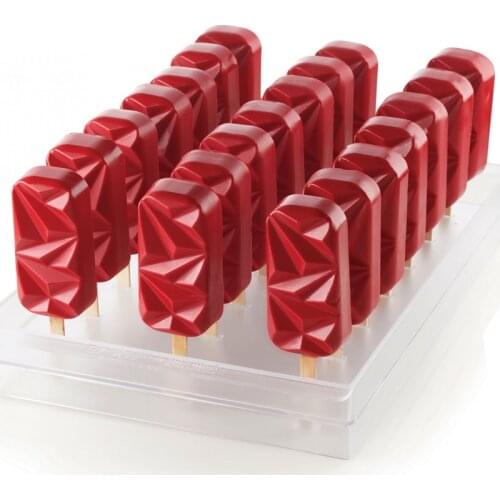 SHENHONG Summer Dessert Tools Silicone Ice Cream Moulds Diamond Heart-Shaped Popsicle Molds Matching Set 50pcs Sticks Cube Tray