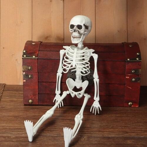 Halloween Plastic Jointed Human Skeleton 40cm Scary Skeleton Bone Decoration For Halloween Fun Cosplay Prop Home Craft Decor