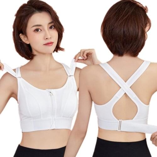 2021 New Sports Bra Women Crop Sport Top Adjustable Belt Zipper Yoga Running Bras Push Up Vest Shockproof Underwear Gym Bralette
