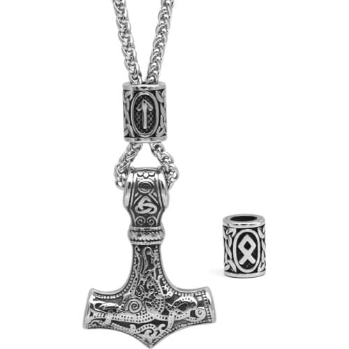 Viking thor hammer mjolnir necklace for men rune amulet noridc jewelry viking gift for men