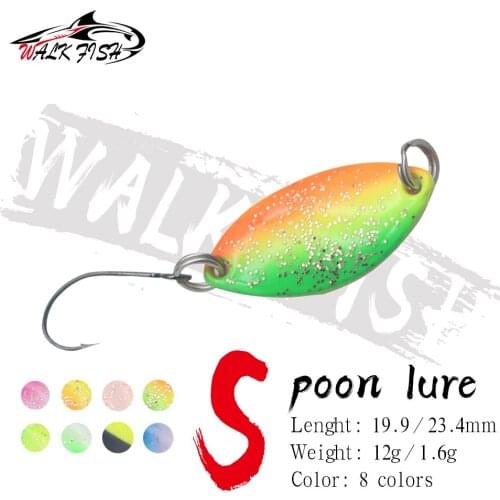 WALK FISH Trout Small Micro Fishing Spoons Single Hook Lures 1.2g 1.6g 2g Spinner Bait Freshwater Winter Fishing Tackle Pesca