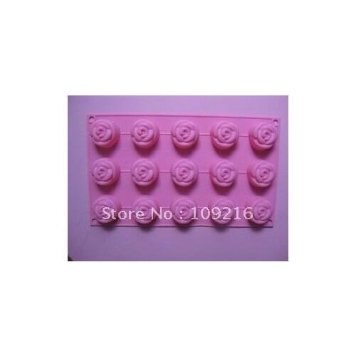Green Good Quality 100% Food Grade Silicone Cake Mold/Chocolate Mold/Muffin Cupcake Pan 15 holes Rose Mold