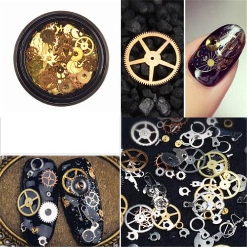 1Box Nail Art Decorations Alloy Thin Sheet Gears Design Charms Nails Accessories Rhinestones for nails Beauty Manicure Supplies