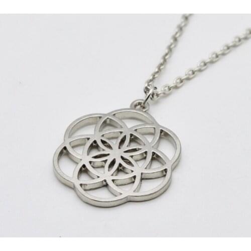 10pc silver mandala necklace seed of life flower of life pendant kabbalah sacred geometry nekclace for women SGL42