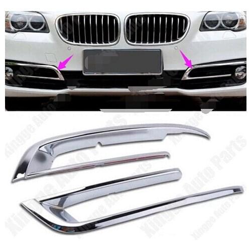 2 PCS Chromed Front Fog Light Lamp Cover Trim Strip For for bmw 5 Series 2014