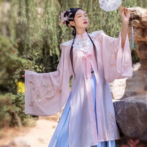 2021 Chinese Traditional Hanfu Costume Woman Ancient Ming Dynasty Dress Oriental Princess Dress Lady Embroidery Hanfu SL4630