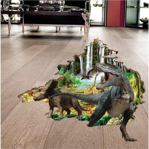 3D Three-Dimensional Wallpapers StickerWholesale Creative Childrens Room Decorative Wall Sticker Bedroom Boy Dinosaur wallpaper