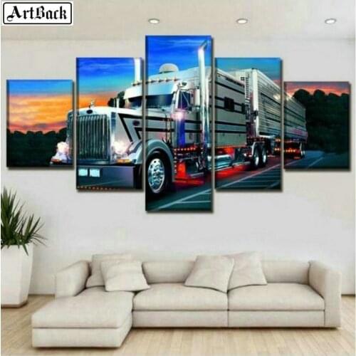 5 spell painting truck full square diamond painting truck 3d round diamond mosaic diamond embroidery set stickers