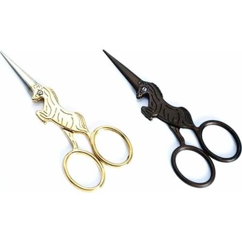 50pcs Retro Unicorn 10cm small hair scissors nose trimmer cutting barber eyebrow daily tool scissor shears hairdressing scissors