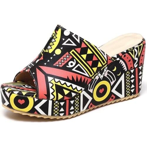 2021Summer Women Fashion High Heel Slippery Fish Mouth Sandals Wedges Slippers Women Cool Colorful Shoes Woman