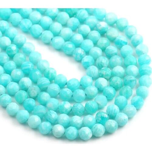Natural Stone Amazonite Small Beads Round Section Loose Bead for Jewelry Making DIY Necklace Bracelets Size 4mm 5mm