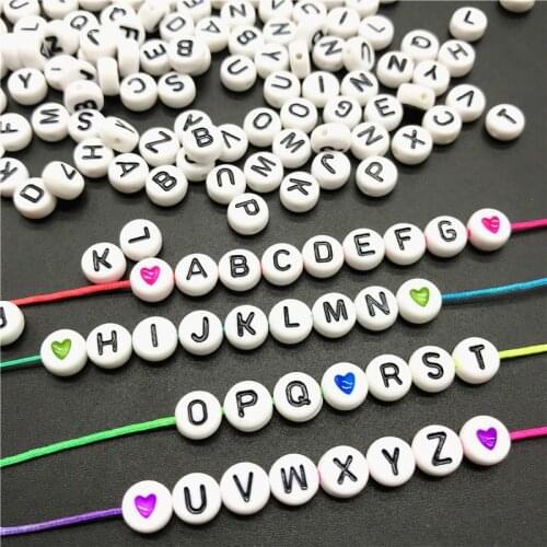 4x7mm Mixed Color Letter Acrylic Beads Round Flat Alphabet Loose Spacer Beads For Jewelry Making DIY Bracelet Necklace Wholesale
