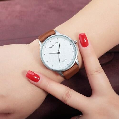 REBIRTH 2018 New Fashion Casual brand leather strap quartz women watches Diamond ladies dress watches Female Silver Watch