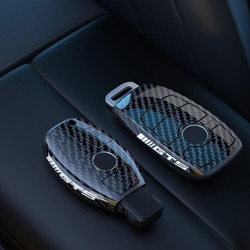 Carbon fiber pattern key case cover Key case protective shell holder for Mercedes benz A B R G Class GLK GLA w204 W251 W463 W176
