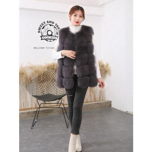 Colete feminino sem mangas com pelo de raposa, colete feminino sobretudo quente para combinar com pele de raposa