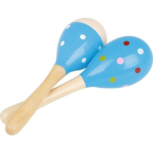 1 Pair Wooden Hand-cranked Sand Hammer Sand Rattles Ball Toy Kids Orff Musical Instrument Percussion Toy Kids Gift Maraca