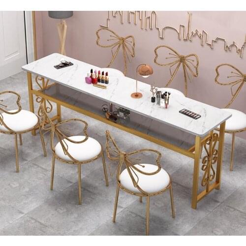 European simple net red nail table and chair set