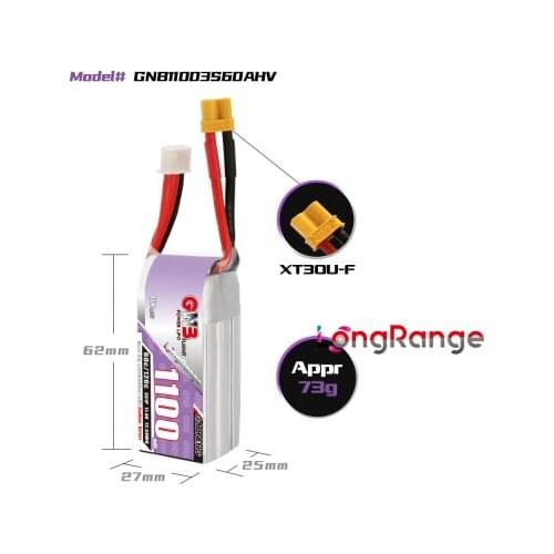 Gaoneng 3S 1100mAh 11.4V HV 60C LiHV Lipo Battery with XT30 Plug for FPV Drone 4 Axis UAV RC Quadcopter Helicopter Parts