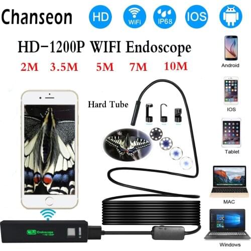Chanseon Wifi Endoscope Camera For Iphone HD 8mm Android IOS Borescope Waterproof Hard Tube Inspection Mini Endoscope Camera
