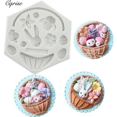 Bunny Basket Easter Silicone Fondant Molds Cake Decor Party Cake Decorating Tools Candy Chocolate Gumpaste Moulds