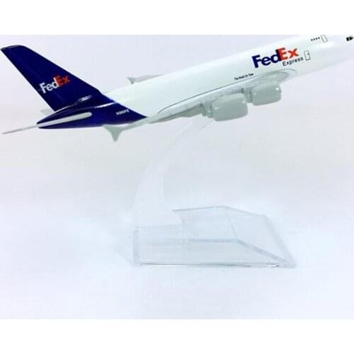 14CM alloy aircraft 1:400 Airbus A380-800 model Fedex Express airplane landing gear with base airplane collectible display toy