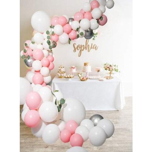 Macaron Pink Balloon Garland Arch white silver ballon 79pcs/set Wedding decoration baby shower wall Background party Decoration