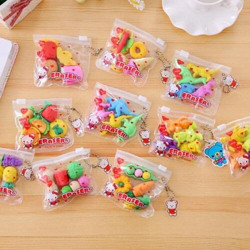1 Pack Kawaii eraser Food fruit animal Eraser Set creative student supplies Special children Gifts Party Favor