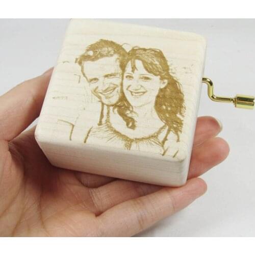 Handmade Nature wood customized photo music box diy special souvenir gift box, birthday wedding Christmas gifts free shipping