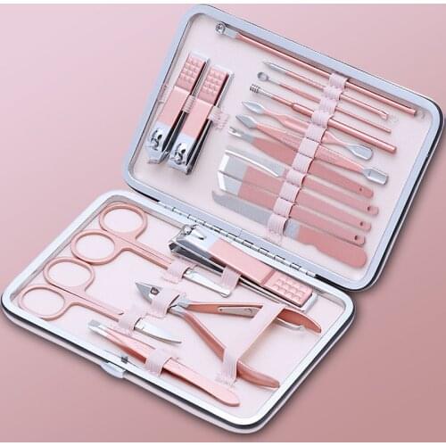 7-18pcs Professional Nail Cutter Pedicure Scissors Set Supplies Stainless Steel Eagle Hook Portable Manicure Nail Clipper Tools