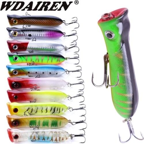 4pcs/lot Fishing Lures set Mixed 4 Color Topwater Popper Bait Artificial Make Good Plastic Wobbler Fishing Tackle Wholesale