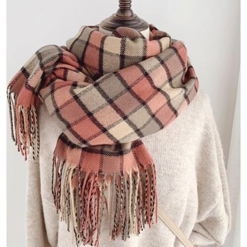 2021 Fashion New Lattice Scarf Imitation Cashmere Warm Scarf Womens Winter Outdoor Travel Double Face Shawl