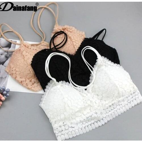 New Lace Sexy Girls Vest Wrapped Chest Sports Underwear Wire Free Floral Breathable Bras For Womens Seamless One-Piece Lingerie