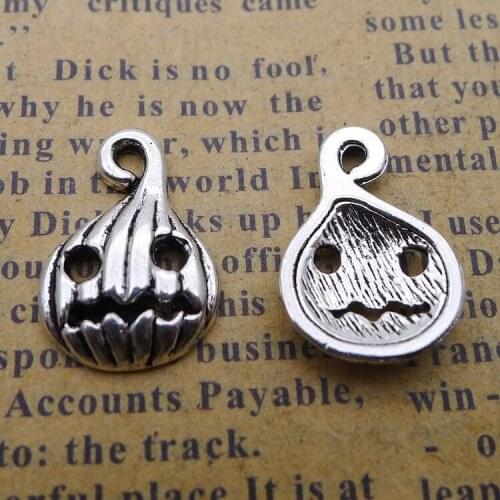 20pcs/Lot 12x17mm Antique Silver Color Pumpkin Face Charms Pendant For Jewelry Making DIY Jewelry Findings