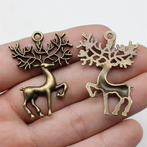 2pcs Charms Elk Deer Antique Bronze Color Alloy DIY Jewelry Making Accessories 41x29mm Handmade Finding Jewelry