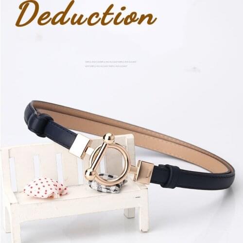 Hot Sale Fashion Design Thin Strap Adjustable Female belt PU Ladies Casual Luxury Round Metal Buckle Belt Width 1.4cm