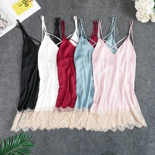 Sexy satin silk lace nightgown sleepwear nightwear strip hot women sleepshirt dress