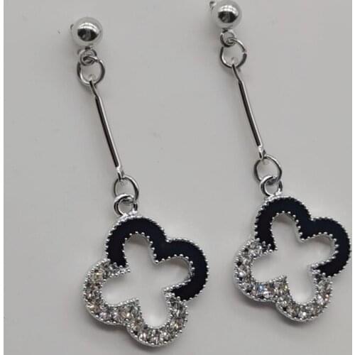 Diamond love heart, clover clover alloy pendant earrings, Valentines Day love heart 520 1314 DIY handmade earrings