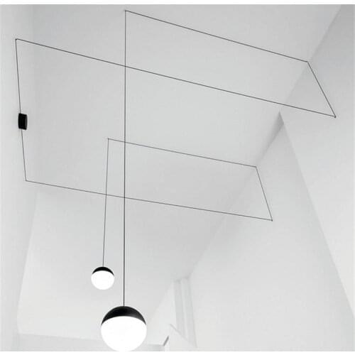 Nordic Post-modern Iron Art Line Pendant Lamp Living Room Bedroom Lamp Corridor DIY Home Decor Glass Led Pendant Lights Fixtures