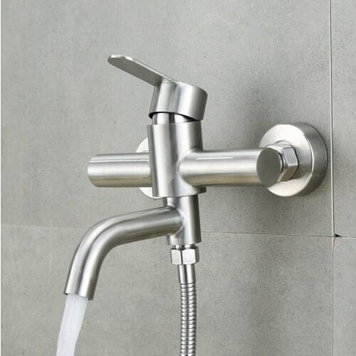 Stainless Steel Bathtub Faucet Wall Mounted Bathroom Shower Faucet Valve 2 Function Outlet Cold and Hot Water Mixer Tap Valve