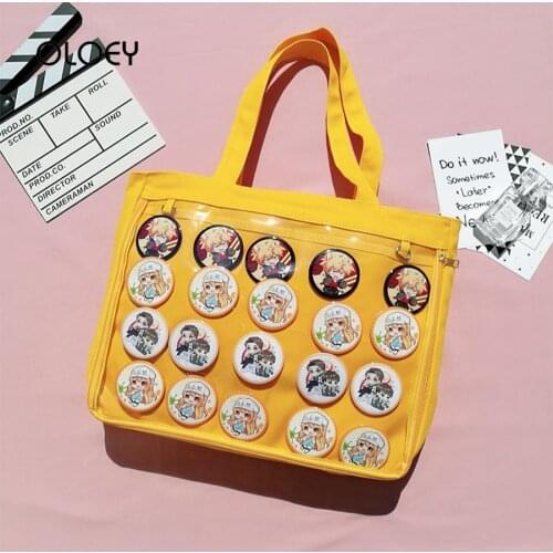 Harajuku Ita Bag lolita Style lovely Canvas handbag kawaii clear bag Schoolbags For Teenage Girls Candy Sweet itabag Shouler Bag